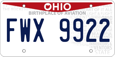 OH license plate FWX9922