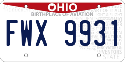 OH license plate FWX9931