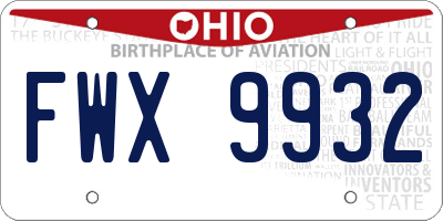 OH license plate FWX9932