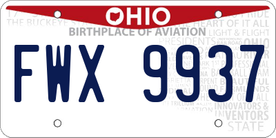 OH license plate FWX9937