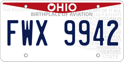 OH license plate FWX9942