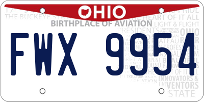 OH license plate FWX9954