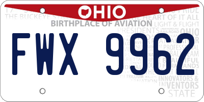 OH license plate FWX9962