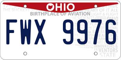 OH license plate FWX9976