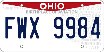 OH license plate FWX9984