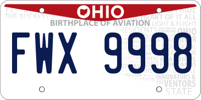 OH license plate FWX9998