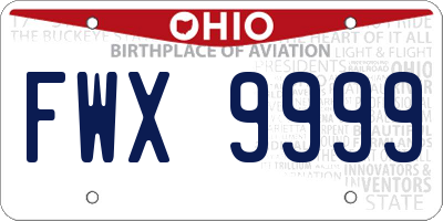 OH license plate FWX9999