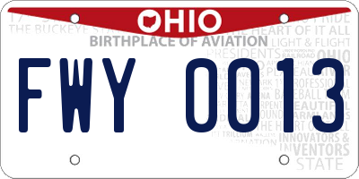 OH license plate FWY0013