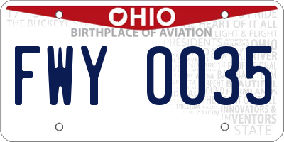 OH license plate FWY0035