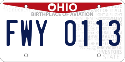 OH license plate FWY0113