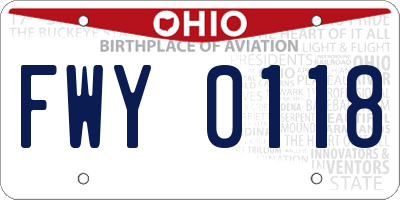 OH license plate FWY0118