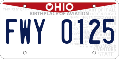 OH license plate FWY0125