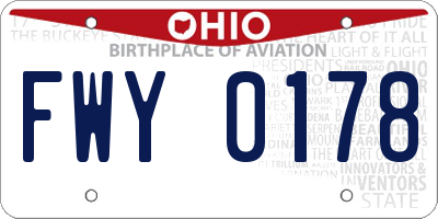 OH license plate FWY0178
