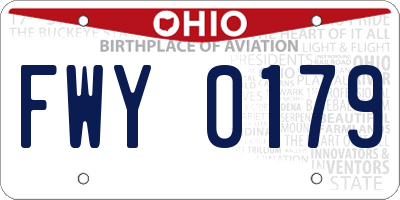 OH license plate FWY0179