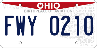 OH license plate FWY0210