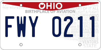 OH license plate FWY0211