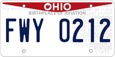 OH license plate FWY0212