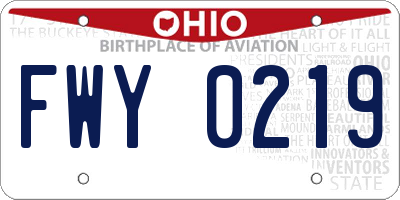 OH license plate FWY0219