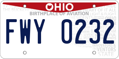 OH license plate FWY0232