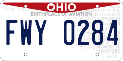 OH license plate FWY0284