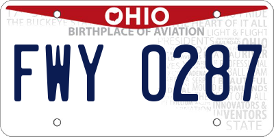 OH license plate FWY0287