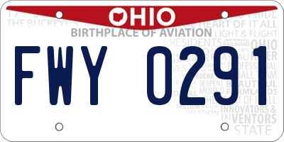 OH license plate FWY0291
