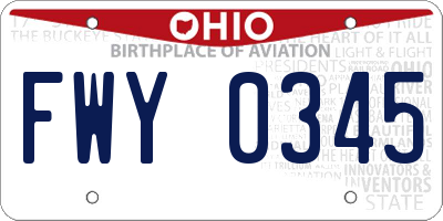 OH license plate FWY0345