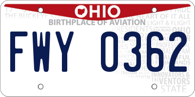 OH license plate FWY0362