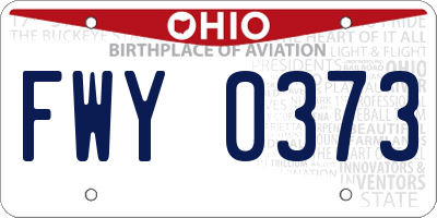 OH license plate FWY0373