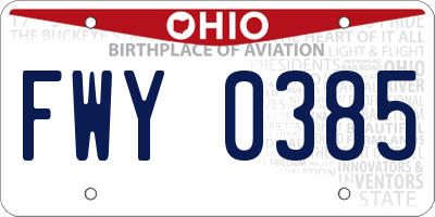 OH license plate FWY0385