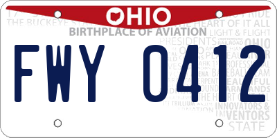 OH license plate FWY0412