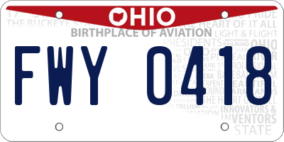 OH license plate FWY0418