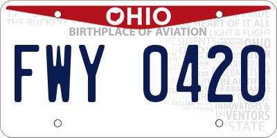 OH license plate FWY0420