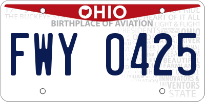 OH license plate FWY0425