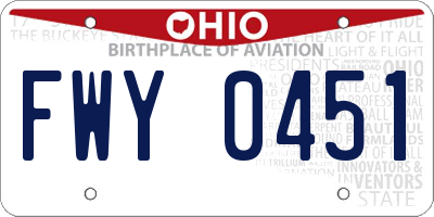 OH license plate FWY0451