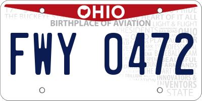 OH license plate FWY0472