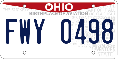 OH license plate FWY0498