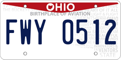 OH license plate FWY0512