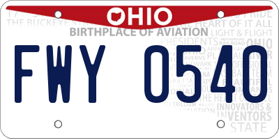 OH license plate FWY0540