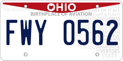 OH license plate FWY0562