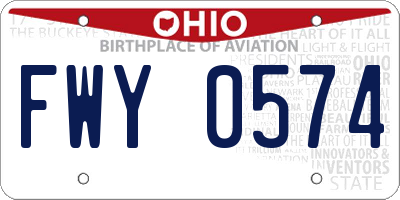 OH license plate FWY0574