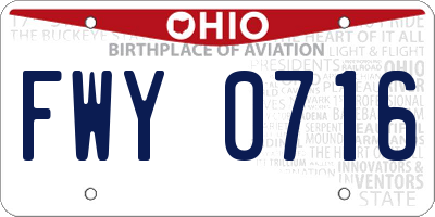 OH license plate FWY0716