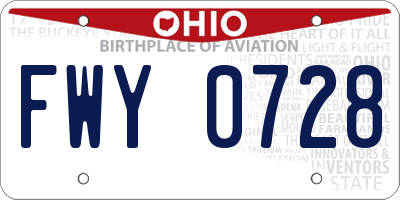 OH license plate FWY0728