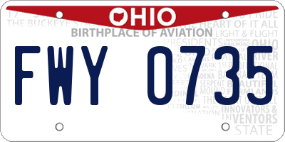 OH license plate FWY0735