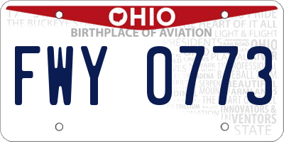 OH license plate FWY0773