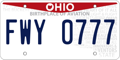 OH license plate FWY0777