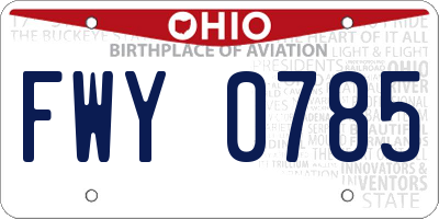 OH license plate FWY0785