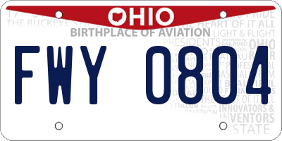 OH license plate FWY0804