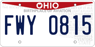 OH license plate FWY0815