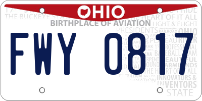 OH license plate FWY0817